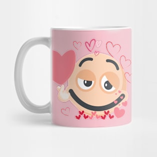 Pink heart from ugly face cartoon Mug